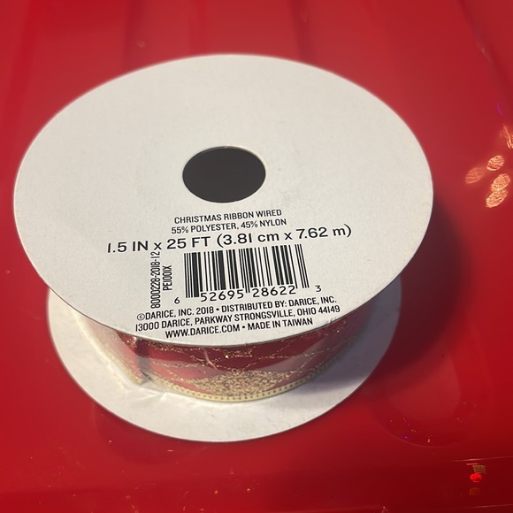 Darice Red Gold Christmas Wired Ribbon - Picture 3 of 4